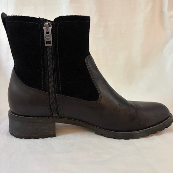 Timberland Bethel Black Suede/Leather Biker Moto Ankle Boot Women's Size 8 - Picture 4 of 13